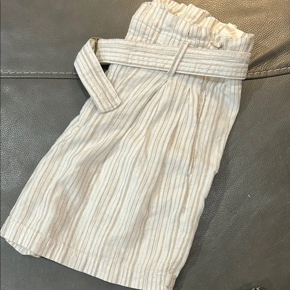 Banana Republic Striped Tan Women's Pleated Belted Shorts, size 4. - Picture 7 of 7